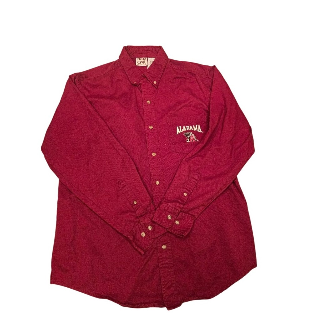 Red Oak Alabama Crimson Tide Mens Large Crimson Red Cotton Button Down Shirt